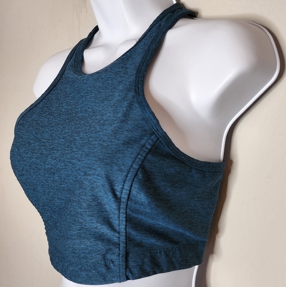 Outdoor Voices Athena Crop Top Sports Bra Heathered Blue Teal Color Size Small - Picture 1 of 16
